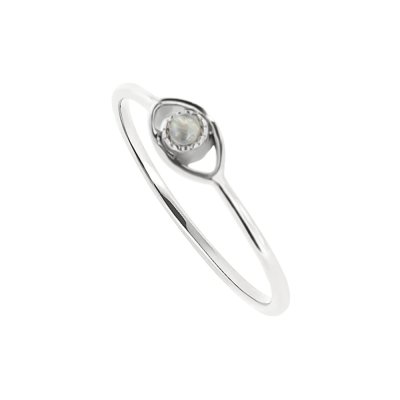 Sterling Silver Rainbow Moonstone Evil Eye Ring