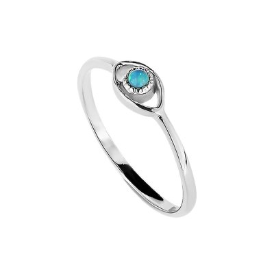 Sterling Silver Turquoise Evil Eye Ring