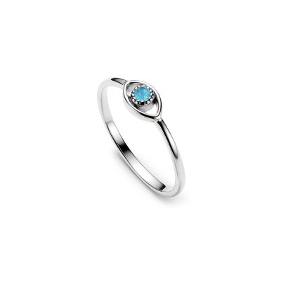 Sterling Silver Turquoise Evil Eye Ring