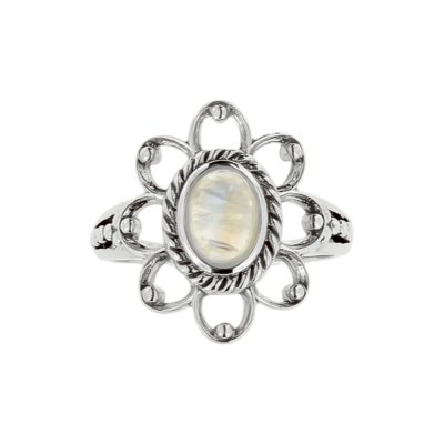 Sterling Silver Rainbow Moonstone Ring