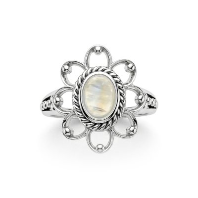 Sterling Silver Rainbow Moonstone Ring