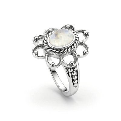 Sterling Silver Rainbow Moonstone Ring