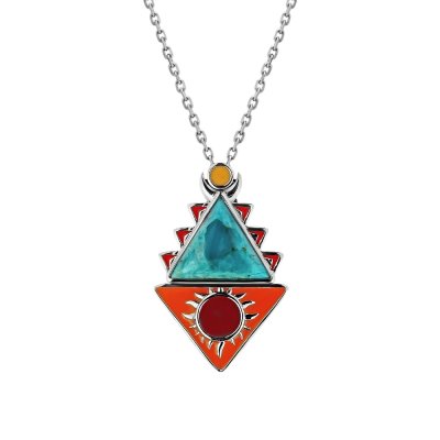 Sterling Silver Turquoise and Multi-Color Enamel