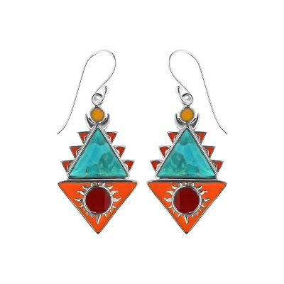 Sterling Silver Turquoise and Multi-Color Enamel