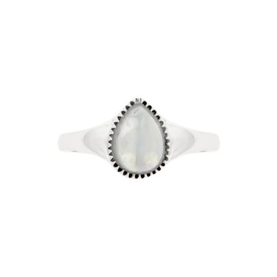 Sterling Silver Rainbow Moonstone Pear Ring