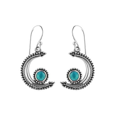 Sterling Silver Turquoise Crescent Moon Earrings