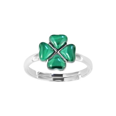 Sterling Silver Malachite Clover Leaf Ring