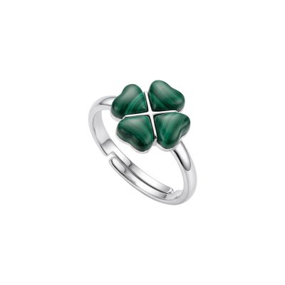 Sterling Silver Malachite Clover Leaf Ring