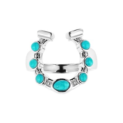 Sterling Silver Blue Turquoise Horseshoe Ring