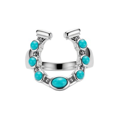 Sterling Silver Blue Turquoise Horseshoe Ring