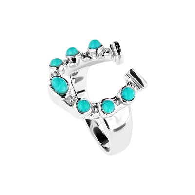 Sterling Silver Blue Turquoise Horseshoe Ring