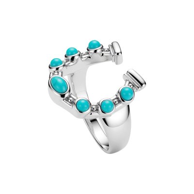 Sterling Silver Blue Turquoise Horseshoe Ring