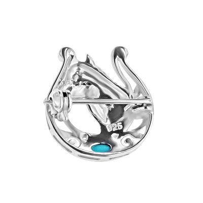 Sterling Silver Turquoise Horseshoe Brooch