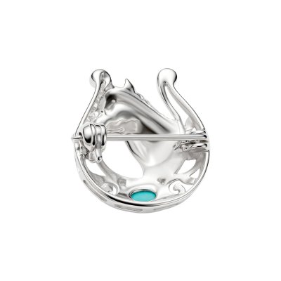 Sterling Silver Turquoise Horseshoe Brooch