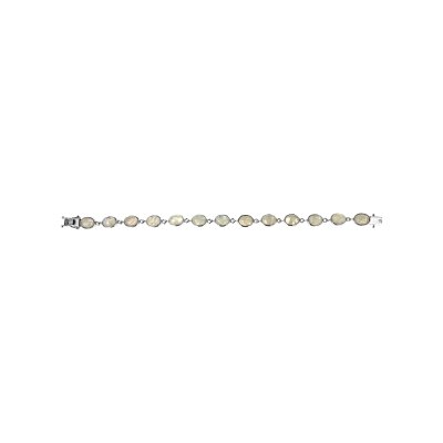 Sterling Silver Rainbow Moonstone Bracelect 7.25 Inches