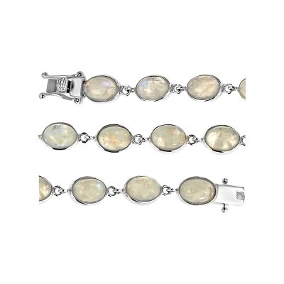 Sterling Silver Rainbow Moonstone Bracelect 7.25 Inches