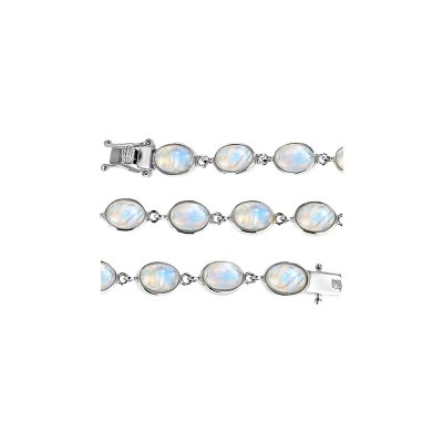 Sterling Silver Rainbow Moonstone Bracelect 7.25 Inches
