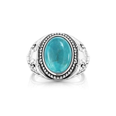 Sterling Silver Turquoise Bull Men's Ring