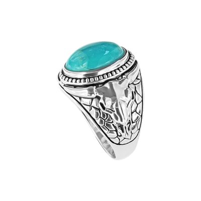 Sterling Silver Turquoise Bull Men's Ring