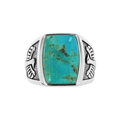 Sterling Silver Turquoise Thunderbird Men's Ring