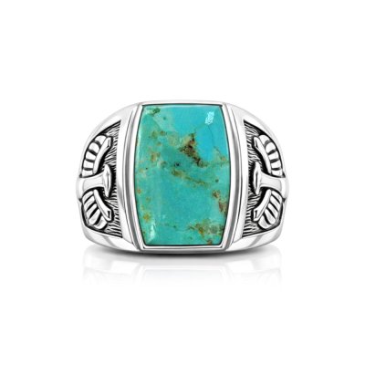 Sterling Silver Turquoise Thunderbird Men's Ring