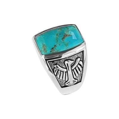 Sterling Silver Turquoise Thunderbird Men's Ring