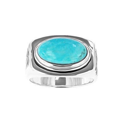 Sterling Silver Turquoise Signet Men's Ring