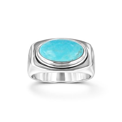 Sterling Silver Turquoise Signet Men's Ring