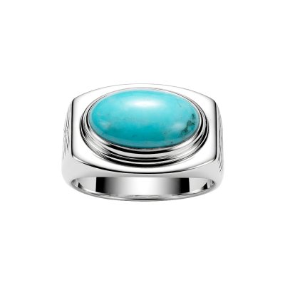 Sterling Silver Turquoise Signet Men's Ring