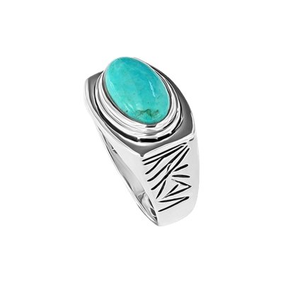 Sterling Silver Turquoise Signet Men's Ring