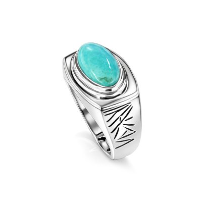 Sterling Silver Turquoise Signet Men's Ring