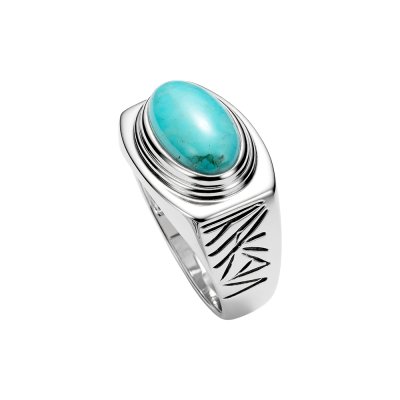 Sterling Silver Turquoise Signet Men's Ring