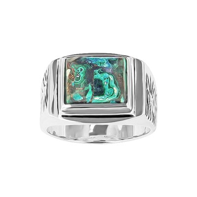 Sterling Silver Azurmalachite Men's Ring