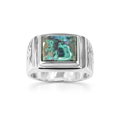 Sterling Silver Azurmalachite Men's Ring