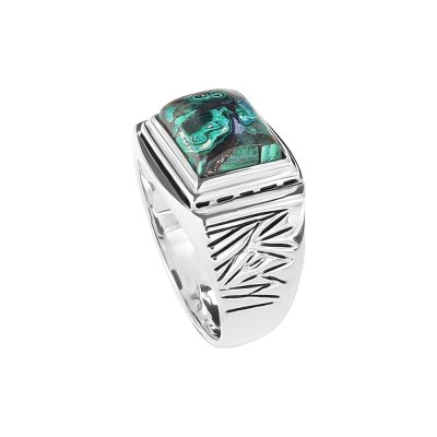 Sterling Silver Azurmalachite Men's Ring