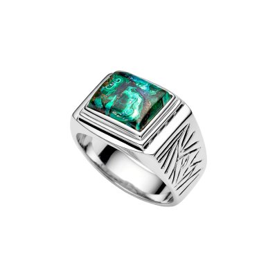 Sterling Silver Azurmalachite Men's Ring
