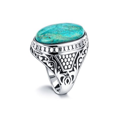 Sterling Silver Chrysocolla Men's Ring