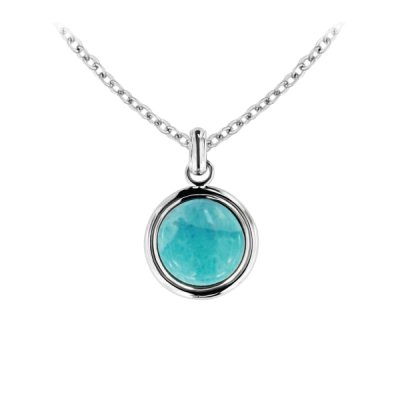 Sterling Silver Larimar Pendant With Chain 18 Inches