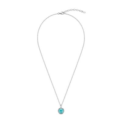 Sterling Silver Larimar Pendant With Chain 18 Inches