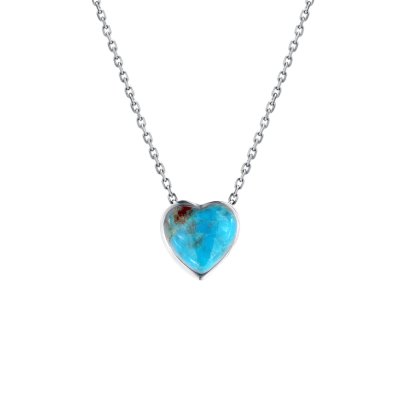 Sterling Silver Turquoise Heart  Pendant With Chain 18 Inches