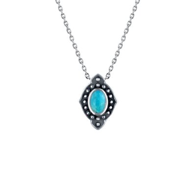 Sterling Silver Turquoise Pendant With Chain 18 Inches