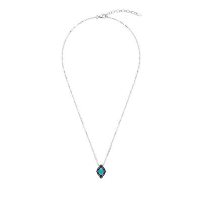 Sterling Silver Turquoise Pendant With Chain 18 Inches