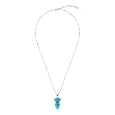 Sterling Silver Turquoise Pendant With Chain 18 Inches
