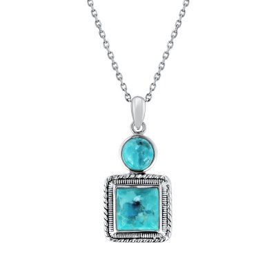 Sterling Silver Turquoise Pendant With Chain 18 Inches