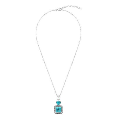 Sterling Silver Turquoise Pendant With Chain 18 Inches