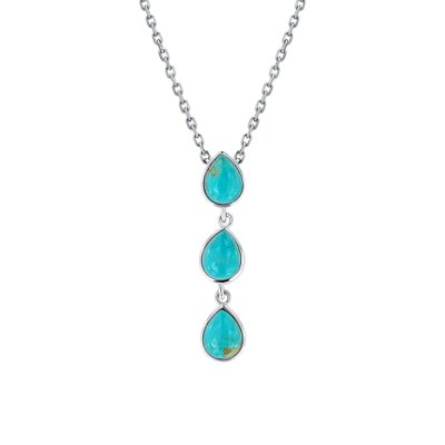 Sterling Silver Turquoise Pendant With Chain 18 Inches