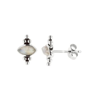 Sterling Silver Rainbow Moonstone Earrings