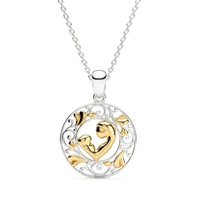 Sterling Silver Mother's Love for Child Two-Tone With chain 18 Inches