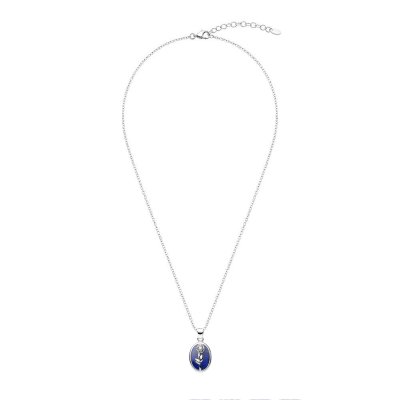Sterling Silver Lapis Lazuli Daisy Pendant With Chain 18 Inches