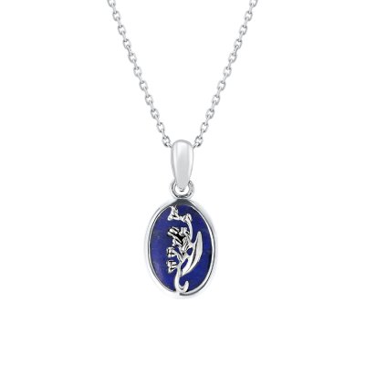 Sterling Silver Lapis Lazuli Lily Of The Valley Pendant With Chain 18 Inches